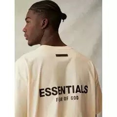 Correct Version of Fog Multi-Line Essentials New Ss22 New Flocked Small Label High Street Short-Sleeved T-Shirt Summer Men