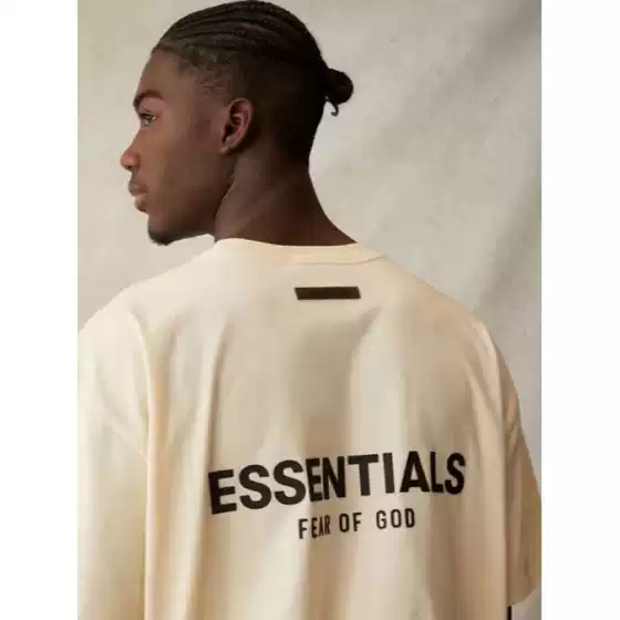 Correct Version of Fog Multi-Line Essentials New Ss22 New Flocked Small Label High Street Short-Sleeved T-Shirt Summer Men