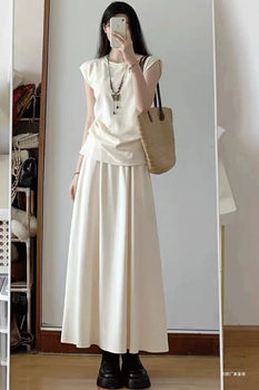 Fashion Casual Women's Suit 2025 Lazy Style Korean Version Slim-Fit Short-Sleeve Shirt Top and Skirt Two-Piece Set
