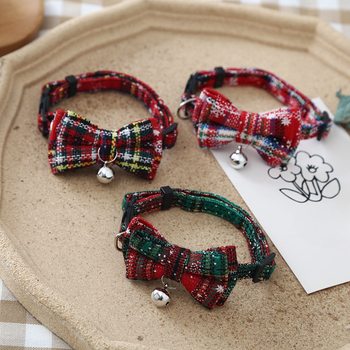 Cat Collar Pet Collar Plaid Cat Collar Dog Collar Christmas Bow Bow Pet Bell Collar