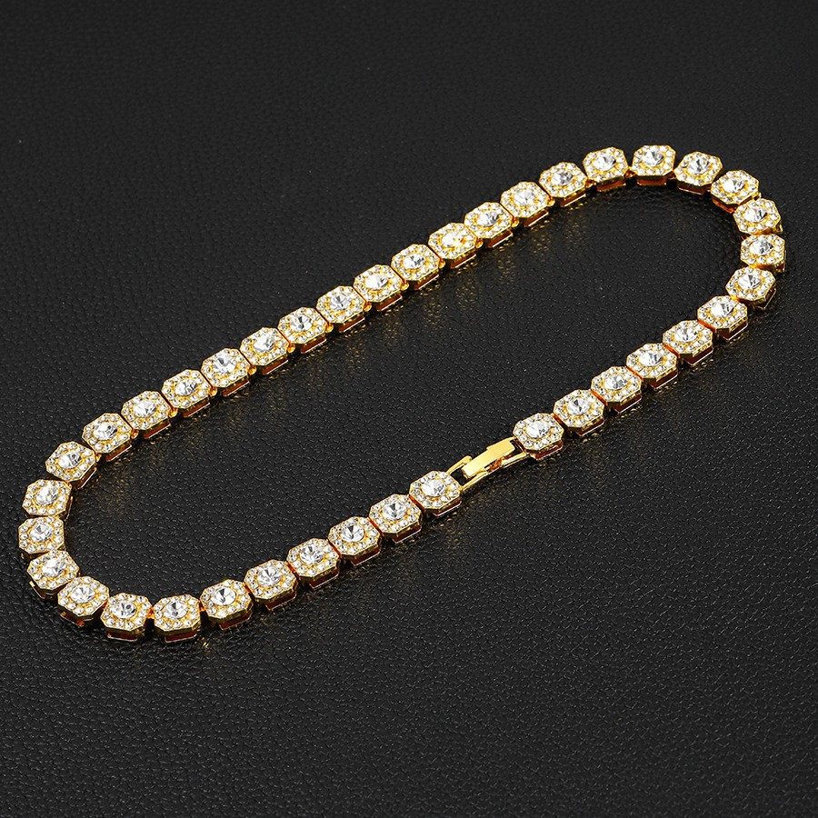 Round Double-layer Alloy Light Luxury Cuban Chain Distinctive Necklace Collarbone Sexy Tie Wear Ice Sugar Necklace Accessories