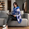 Wholesale In-Stock Christmas Cross-Border Trendy Women's Gray and White Checkered Shawl Blanket Double-Layer Thickened Warm Nap Blanket Cover Blanket