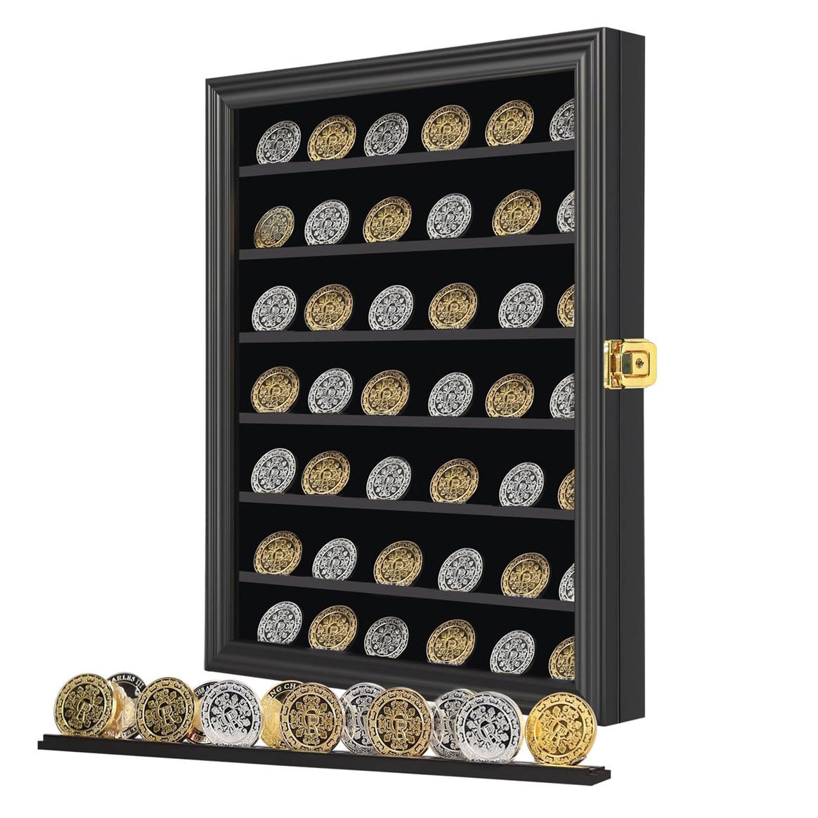 Cross-Border Wooden Coin Badge Display Frame Medal Storage Storage Box Military Challenge Coin Photo Frame Factory Direct Delivery