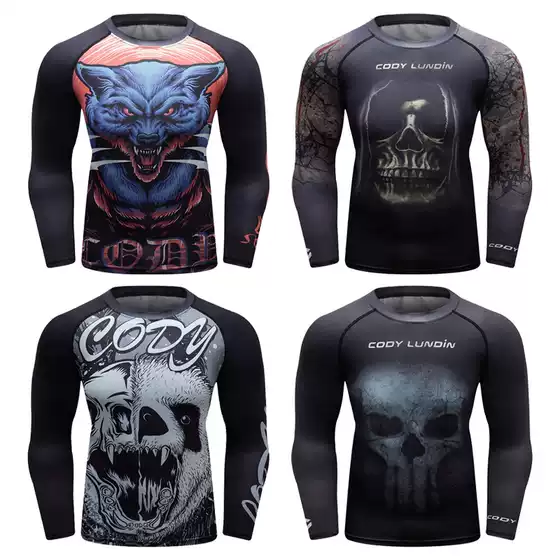 2021 New Men's Sports Tight Clothes Men's Long Sleeve Sweat-wicking Sports Elastic Fitness Clothes Compression T-shirt