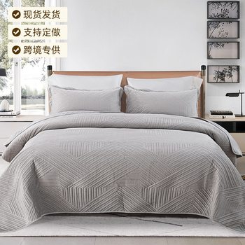 Milk Velvet Bed Cover Three-Piece Set Cross-Border Foreign Trade Quilted Bed Cover Thickened Quilted Quilted Crystal Velvet Korean Bed Cover