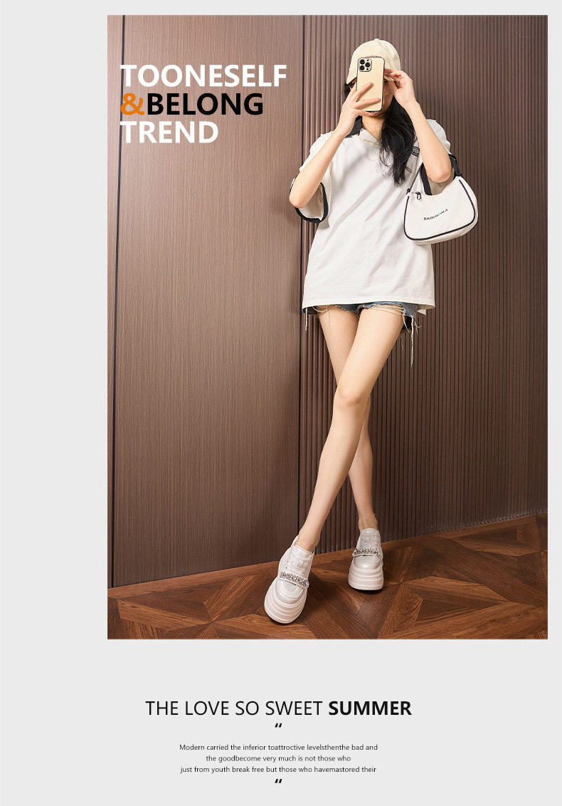 Giày sneaker nữ chunky đế dày trắng platform mùa hè 2025 — Bạc, Trắng, Trắng, đen chi tiết 11
