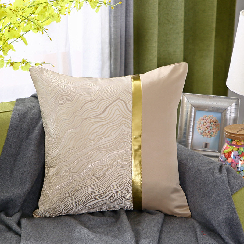 Wholesale cross-border bronzing color matching modern pillow jacquard cushion light luxury pillow American living room sofa pillowcase