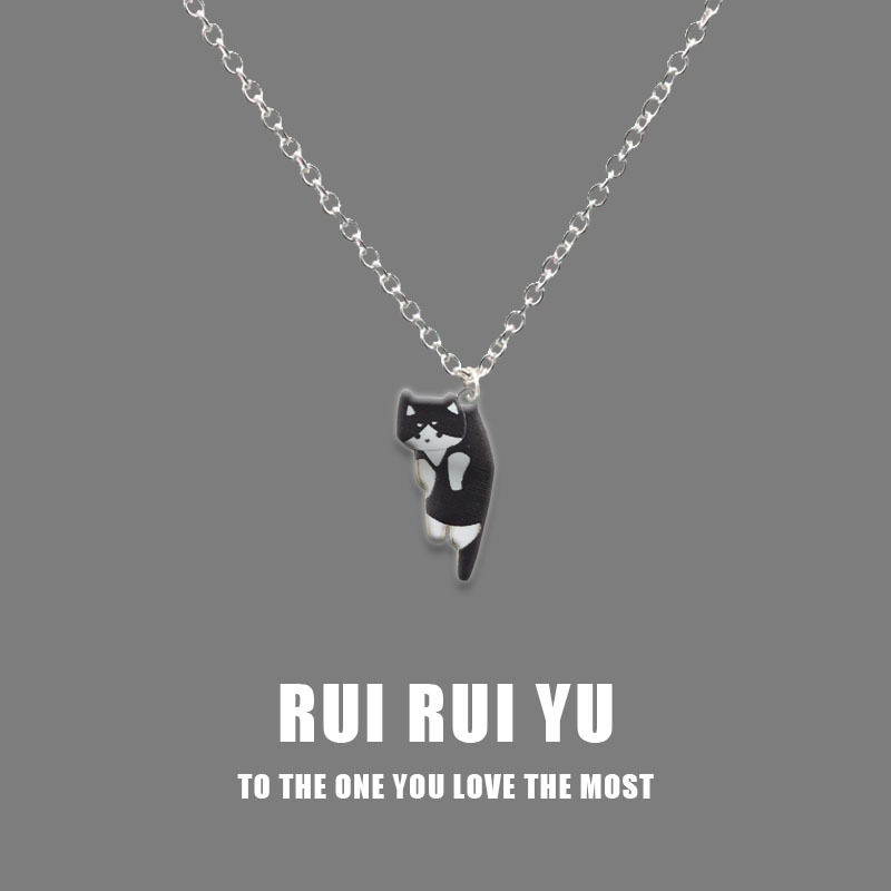 Cute Cartoon Cute Hanging Cat Necklace Black Cat Printed Cat Brown Cat Siamese Cat Couple Girlfriend Gift Creative
