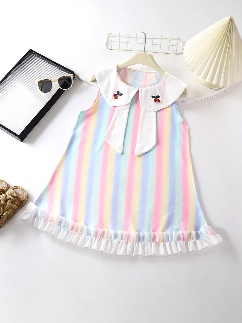 فستان بنات جديد للصيف، فستان بدون أذرع 3D مطبوع على شكل حرف A للأطفال الصغار والوسطى والكبار