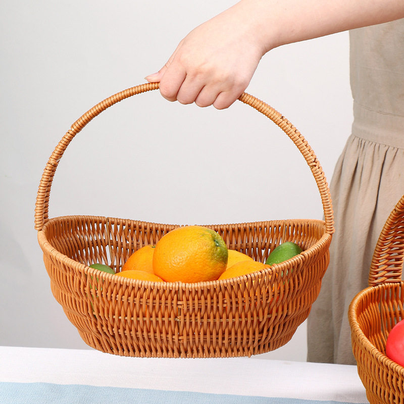 Plastic Rattan Basket, Portable Flower Basket, Handicraft Shopping Basket, Grocery Shopping Gift Storage, Woven Wedding New Style