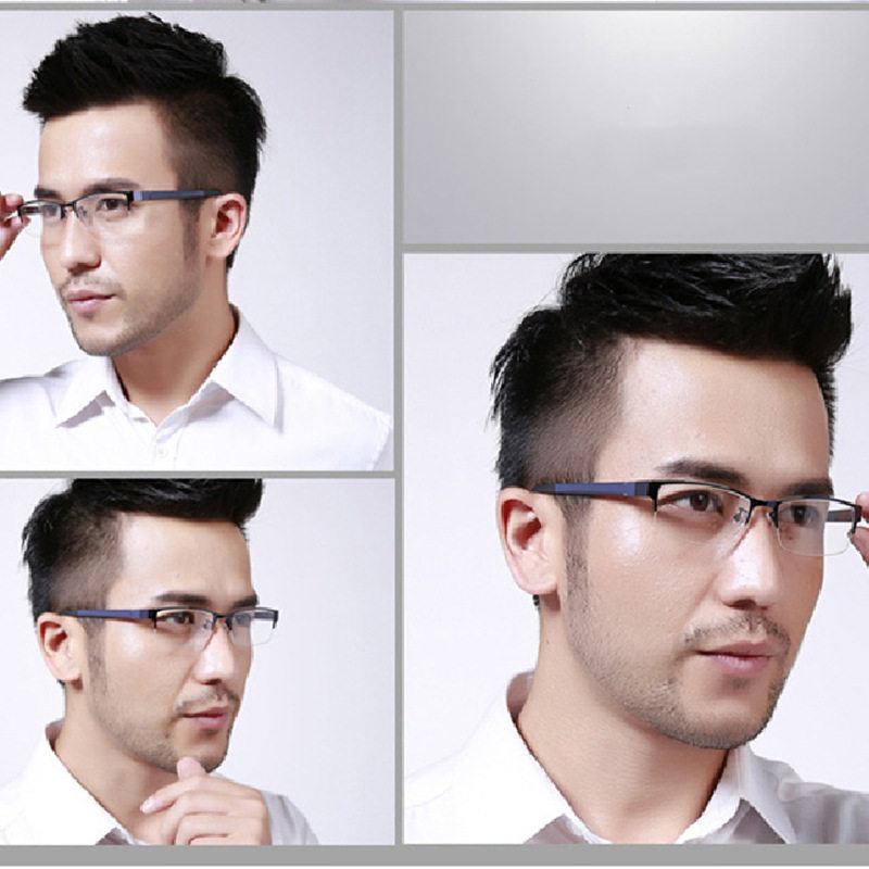 Popular Square Eyeglass Frames Half-Rim Frames Men's Business Ultra-Light Myopia Glasses Optical Danyang Wholesale 8053