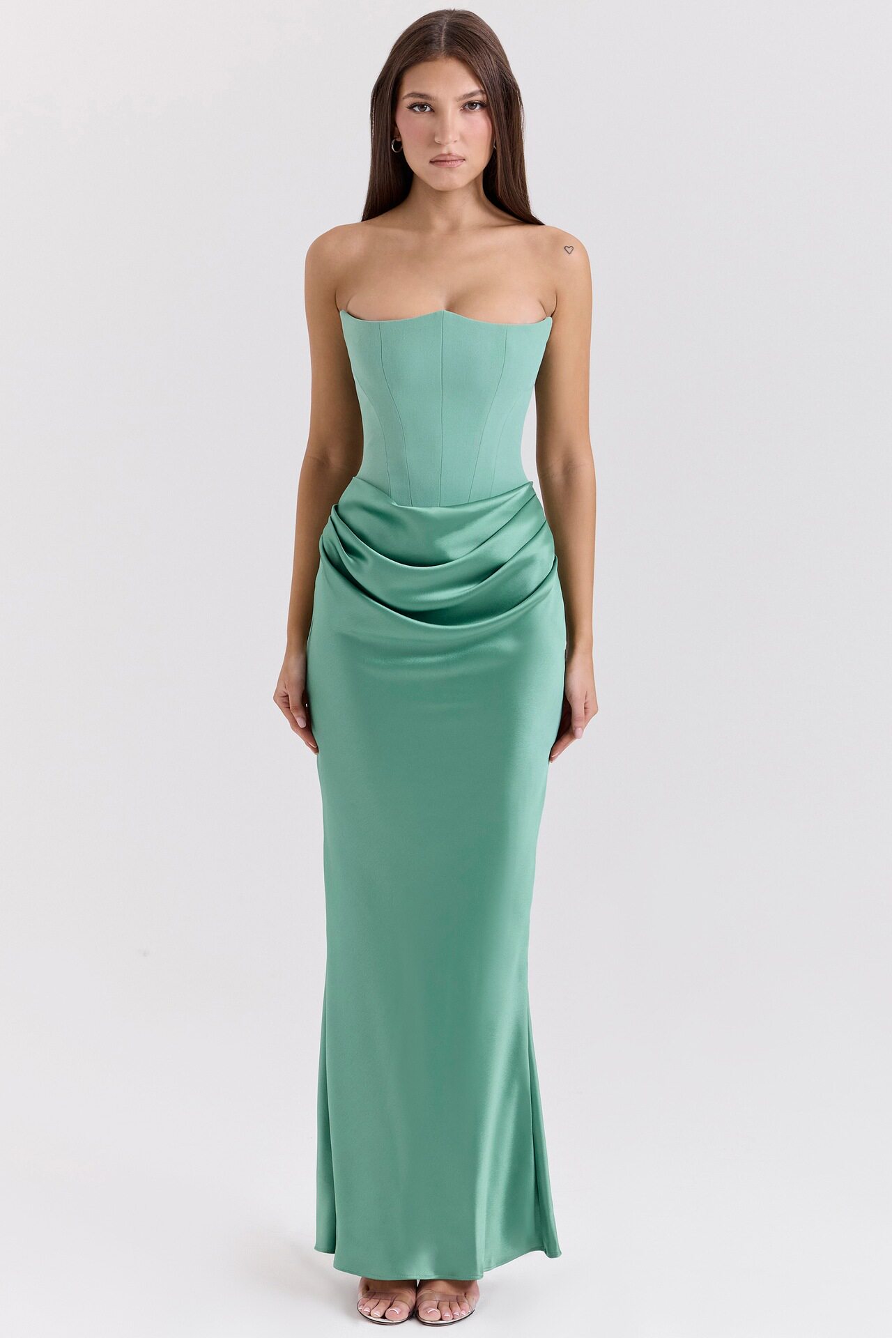 Multi Color Strapless Bodycon Jumpsuit Ruched Design Boned Structure Long Length Perfect for Parties and Events