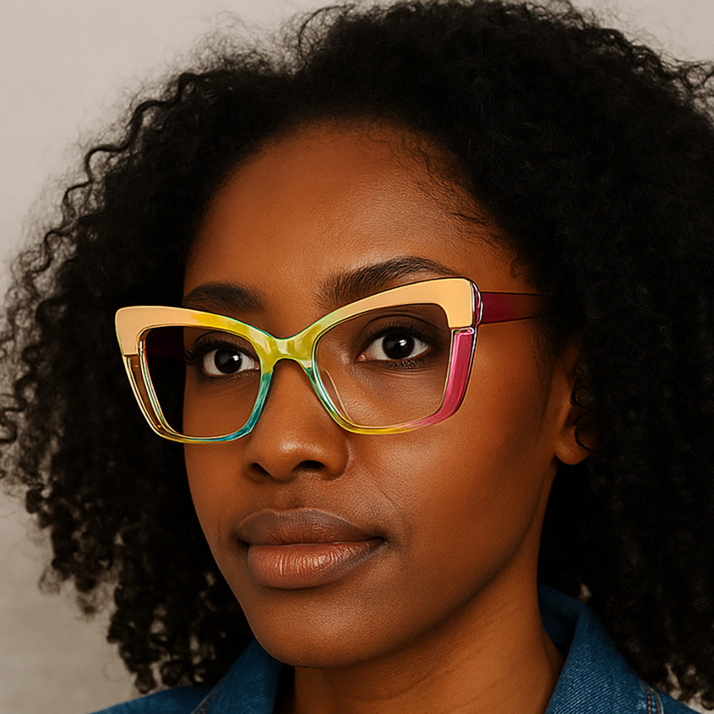 Fashion Korean-Style Square Multicolor Fashion Anti-Blue Light Non-Prescription Glasses Simple Personality Color-Blocking Eyeglass Frame Plain Eyeglass Frame