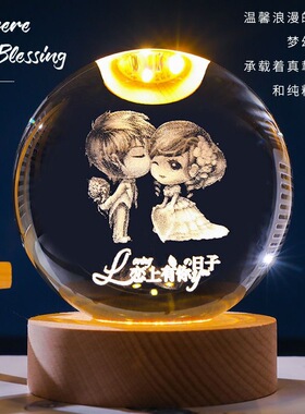 星空发光水晶球小夜灯桌面小摆件生日礼物女生毕业礼物创意