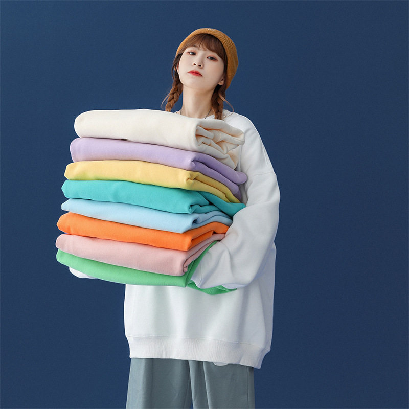 Candy Color Sweater Women's Spring and Autumn Thin All-match Instagram Popular Brand Round Neck Korean Style Loose Solid Color Base Shirt Long Sleeve T-shirt