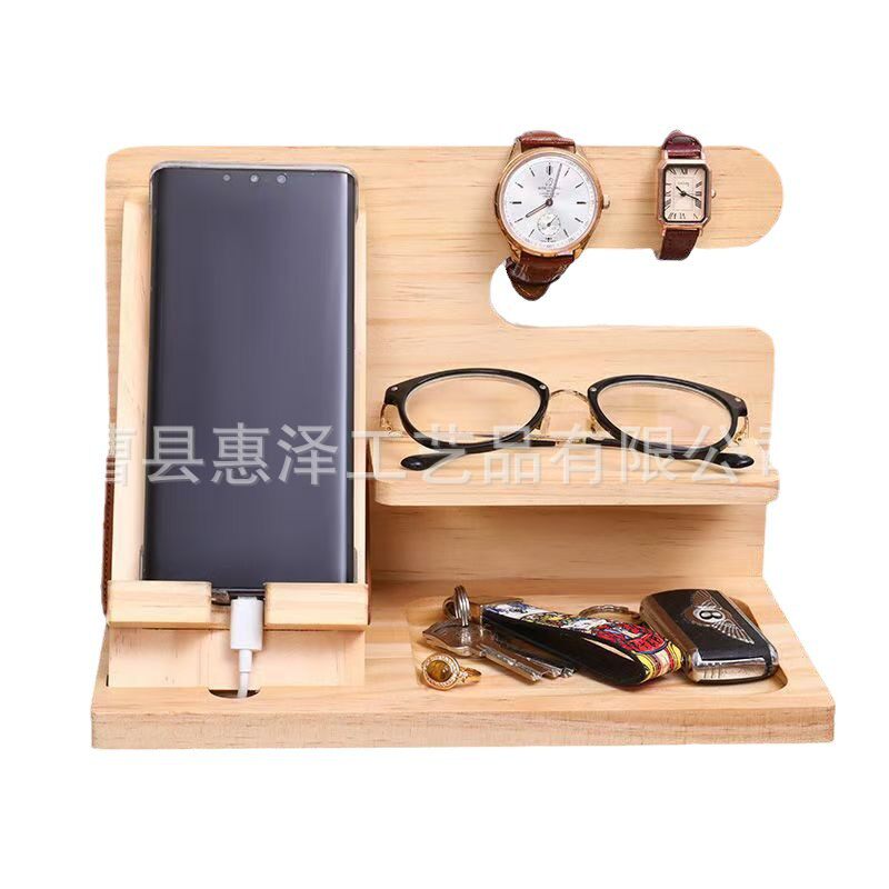 Solid Wood Storage Rack Office Desktop Mobile Phone Holder Glasses Watch Storage Rack Creative Simple Storage Rack