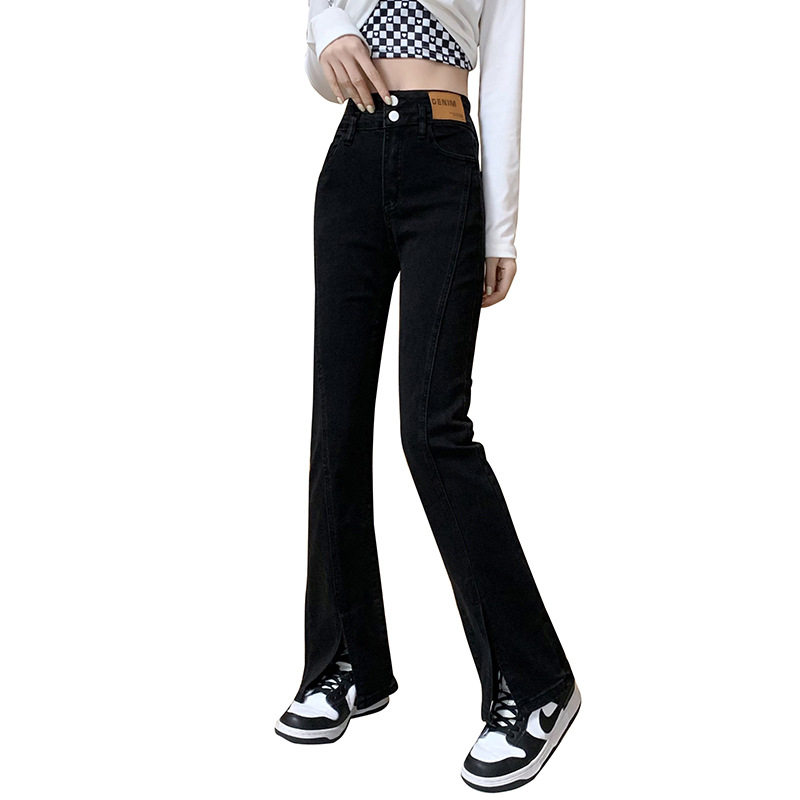 High Waisted Flared Jeans for Women Slim Fit Split Hem Versatile Style Autumn Winter Fashion Wholesale Available