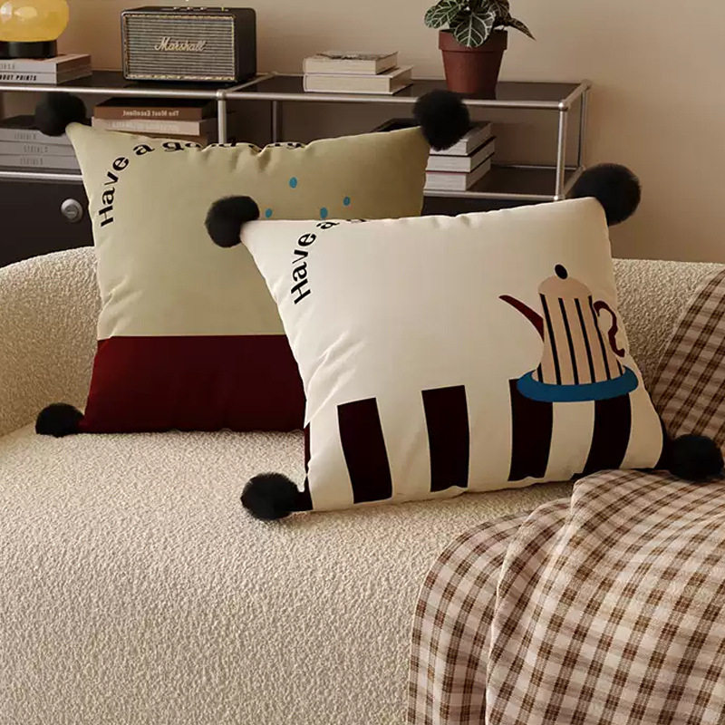 American Retro Home Pillow Removable Pillow Cover High-End Living Room Sofa Back Cushion Bedroom Bedside Cushion