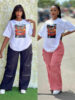 2025 Ready-Made New Hip-Hop Slimming Loose Casual Wide-Leg Cargo Pants and Heat-Printed Tops Two-Piece Set