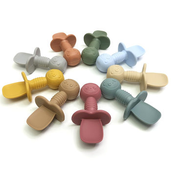 Cartoon Bear Children Silicone Fork Spoon Baby Eating Training Fork Spoon Silicone Lick Spoon Baby Silicone Spoon Fork