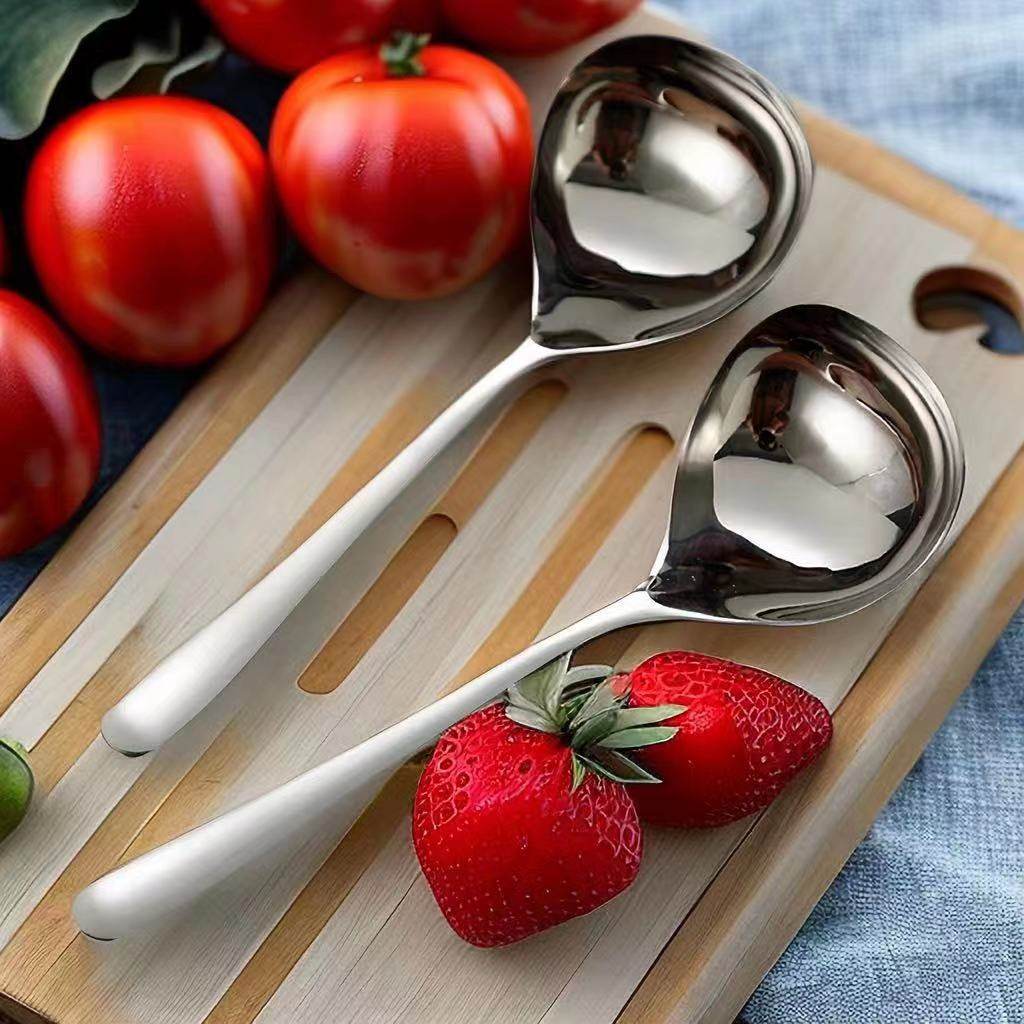 Stainless Steel Soup Spoon High Beauty Value Korean Style Thickened Big Head Spoon Household Soup Porridge Spoon Soup Shell Kitchen Utensils