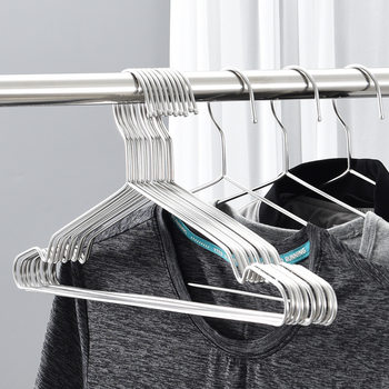 Clothes Hangers for Home Use, Stainless Steel Clothes Drying Hangers for Children, Traceless Clothes Supports, 10 Pieces, Thickened, Non-Slip, Anti-Shoulder Angle
