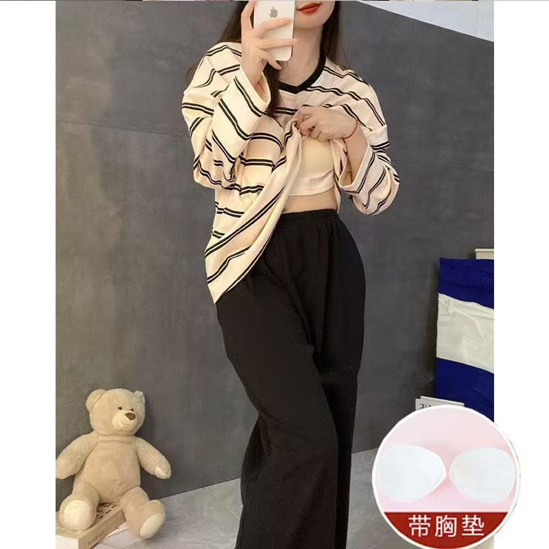 跨境睡衣女夏季短袖短裤玉桂狗刺绣蝴蝶结可爱少女宽松家居服套装