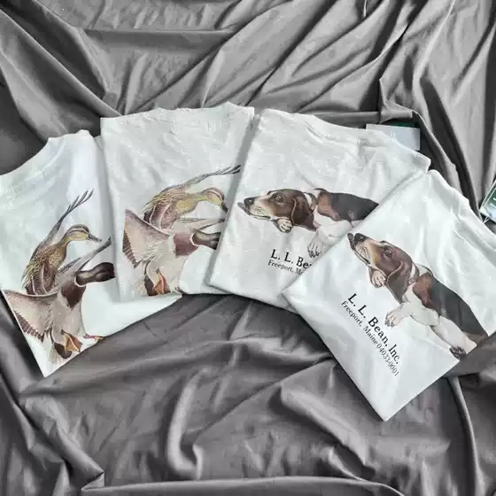 A generation of Japanese L.L.Bean × BEAMS digital printed animal short sleeve T-shirt loose couple LLB