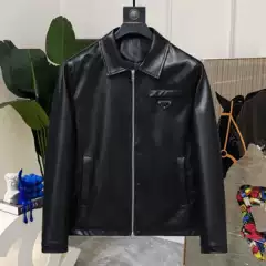 Men's Genuine Leather Sheepskin Jacket, Middle-Aged, Turn-Down Collar, Business Casual, Simple Solid Color, Vintage Motorcycle Leather Coat