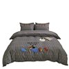 Autumn and winter thick sanding four-piece cotton cotton 2024 new cartoon boys and girls bed three-piece set