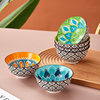 Cross-Border Bohemian Ceramic Bowl Japanese Tableware Rice Bowl Salad Bowl Set Amazon Temu Bowl and Chopsticks Gift Set