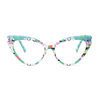 Cross-Border Colorful Frame Floral Acetate Cat-Eye Plain Glasses Frame European and American Trendy Color-Blocking Anti-Blue Light Non-Prescription Glasses 916