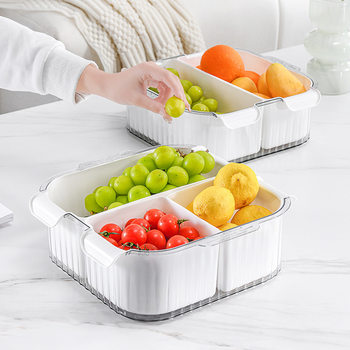 Double-layer Vegetable Washing Basin Draining Basket Kitchen Household Plastic Fruit Plate Living Room Sink Draining Water Vegetable Basket Washing Vegetable Basket