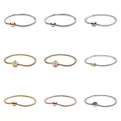 Original Beaded Panjia White Copper Silver Plated New Blue Diamond Full Diamond Rose Gold Crown Basic Bracelet DIY Beaded