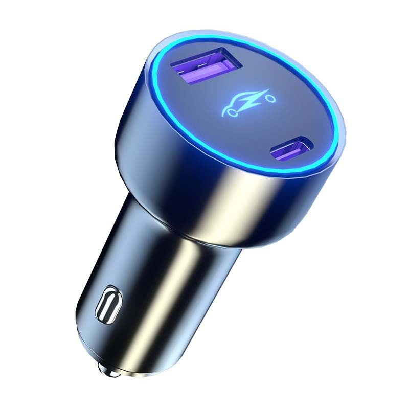 New aluminum alloy car charger PD fast charge 100W one drag four QC3.0 dual USB Type-C interface
