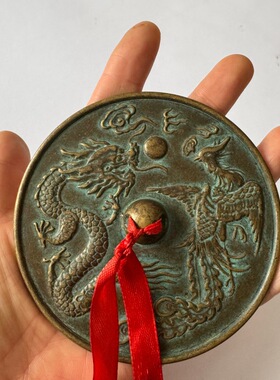 结婚订婚礼物透光铜镜古法手工龙凤呈祥来图DZ反光镜透光镜送闺蜜