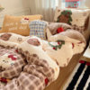 New A-Class Ins-Style Girl Cartoon Thickened Milk Velvet Four-Piece Bedding Set, Student Dormitory Three-Piece Bedding Set
