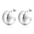 Half circle hollow earring steel color MS-003