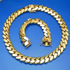 Hip Hop Cuban Link Bracelet for Men with Clasp, Polished Cuban Chain, Men's Copper Zirconia Pendant Necklace, Wholesale Jewelry