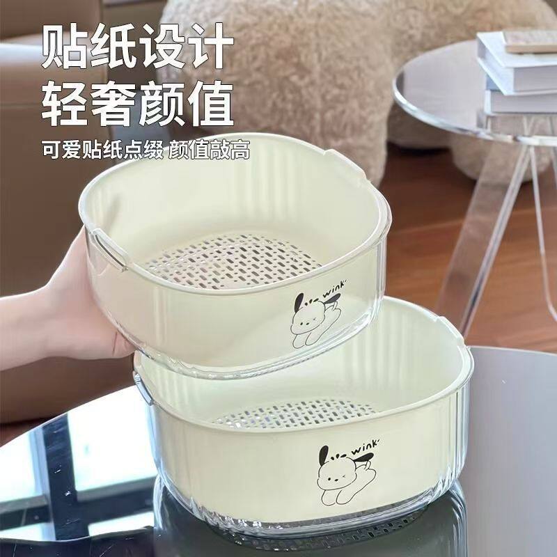 Double-Layer Extra Thick Vegetable Washing and Draining Basket, Plastic Kitchen Water Basket, Multi-Purpose Living Room Vegetable Basket, Household Vegetable Basket, Fruit and Vegetables