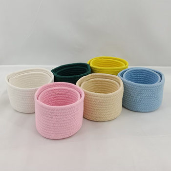 Desktop Cotton Rope Storage Basket, Hand-Woven Storage Basket, Miscellaneous Storage Basket, Storage Basket Cross-Border Wholesale