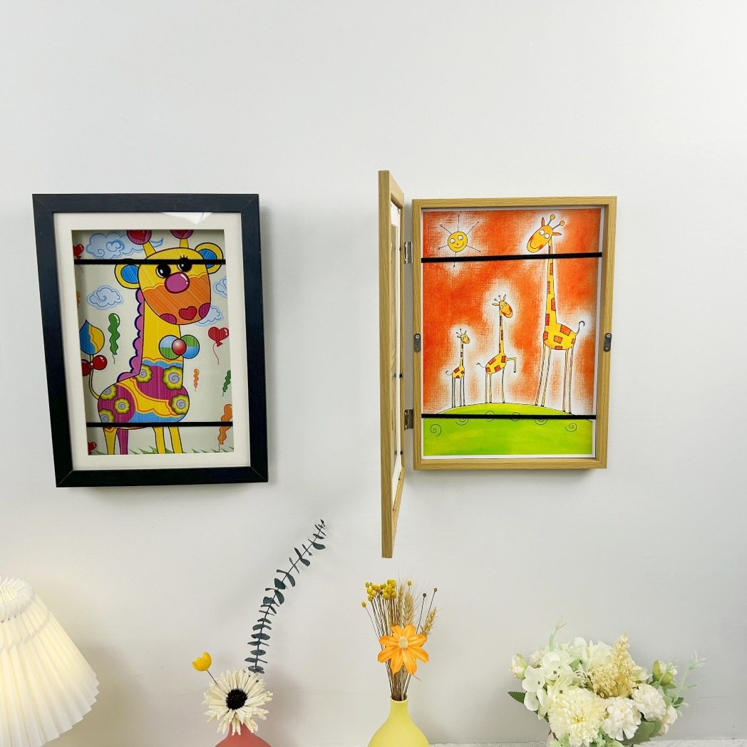Customized Magnetic Flip Photo Frame Kidsartframe Oil Painting Storage A4 Children's Art Frame Decorative Wholesale Frame