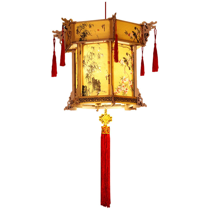 Antique lantern handmade material package fabric Palace Lamp decorative pendant luminous portable lamp indoor outdoor small chandelier