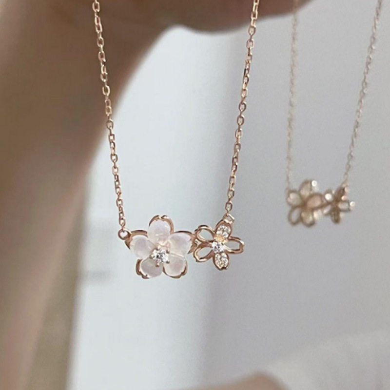 Sakura Necklace Female Niche Super Fairy Peach Blossom Clavi...