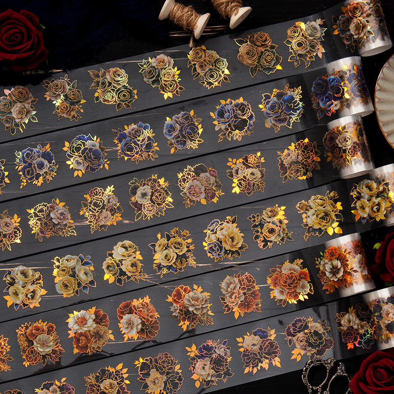 Diablo Phantom of the Opera PET tape gilded flower note set series gilded flower hand account decoration material cycle paste 6