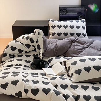 Spring and Summer New Knitted Cotton Jacquard Four-piece Set Tianzhu Cotton Naked Sleeping Soft Waxy Bedding Quilt Cover Quilt Sheet Kit