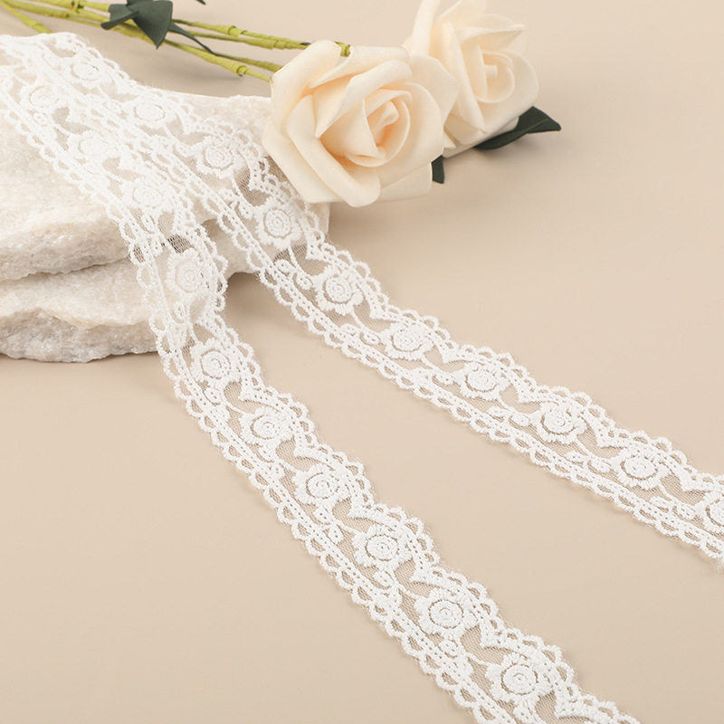 Popular Water-soluble Embroider Lace, Polyester Mesh Embroider Lace, Water-soluble Lace Accessories for Cuffs and Necklines in Stock