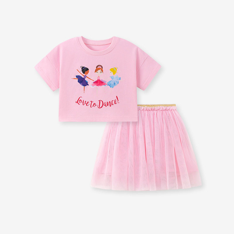 Set gaun mesh anak perempuan musim panas, set bayi perempuan lucu manis, pakaian anak