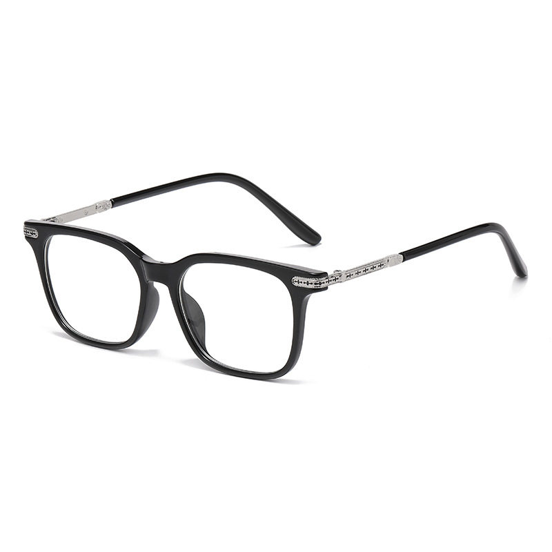 Photochromic Glasses with Black Frame, Slimming Square Frame, Cross-Border European and American Tortoiseshell Color, Non-Prescription Glasses Frame, Anti-Blue Light, Myopia Glasses