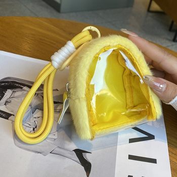 New Plush Transparent Storage Bag Mini Cute Coin Purse High Transparency Headphone Bag Storage Hanging Bag Coin Purse